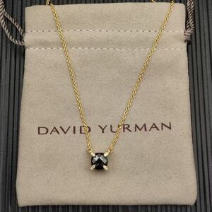 David Yurman Gold Necklace with Black Pendant